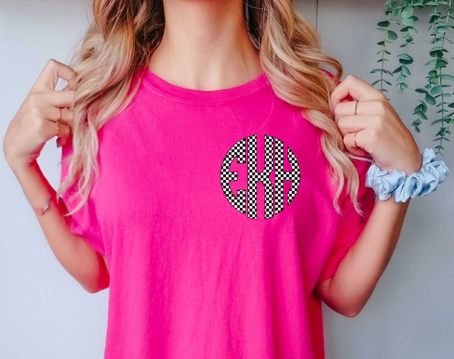 Checkered Monogram Graphic Tee