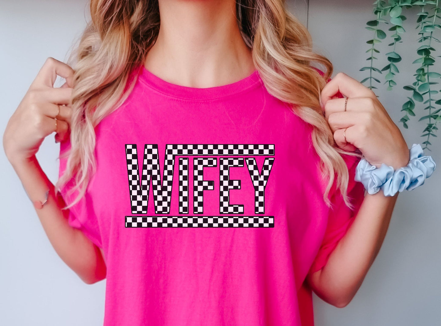 Checkered Wifey Graphic Tee