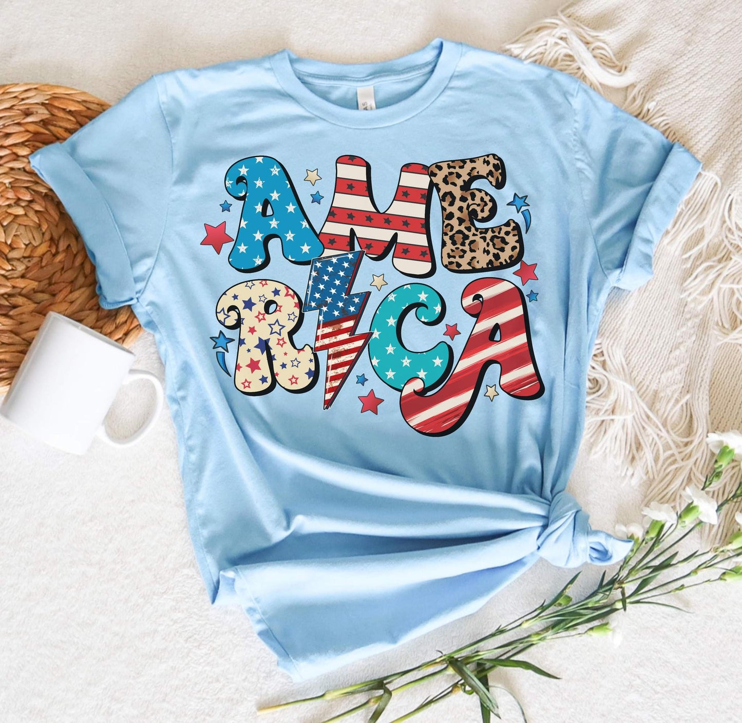 America Lightening Bolt Graphic Tee