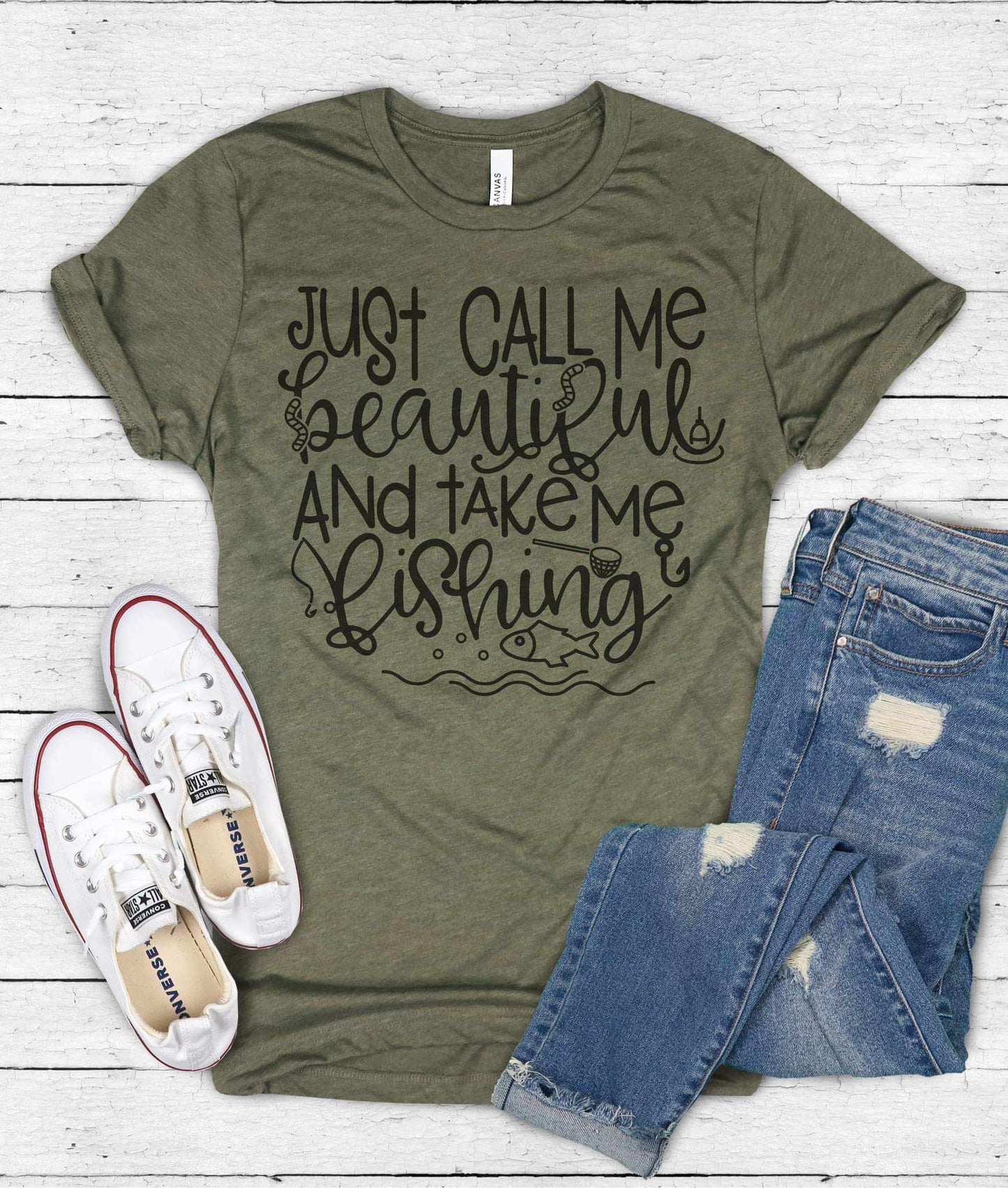Just Call Me Beautiful and Take Me Fishing Graphic Tee