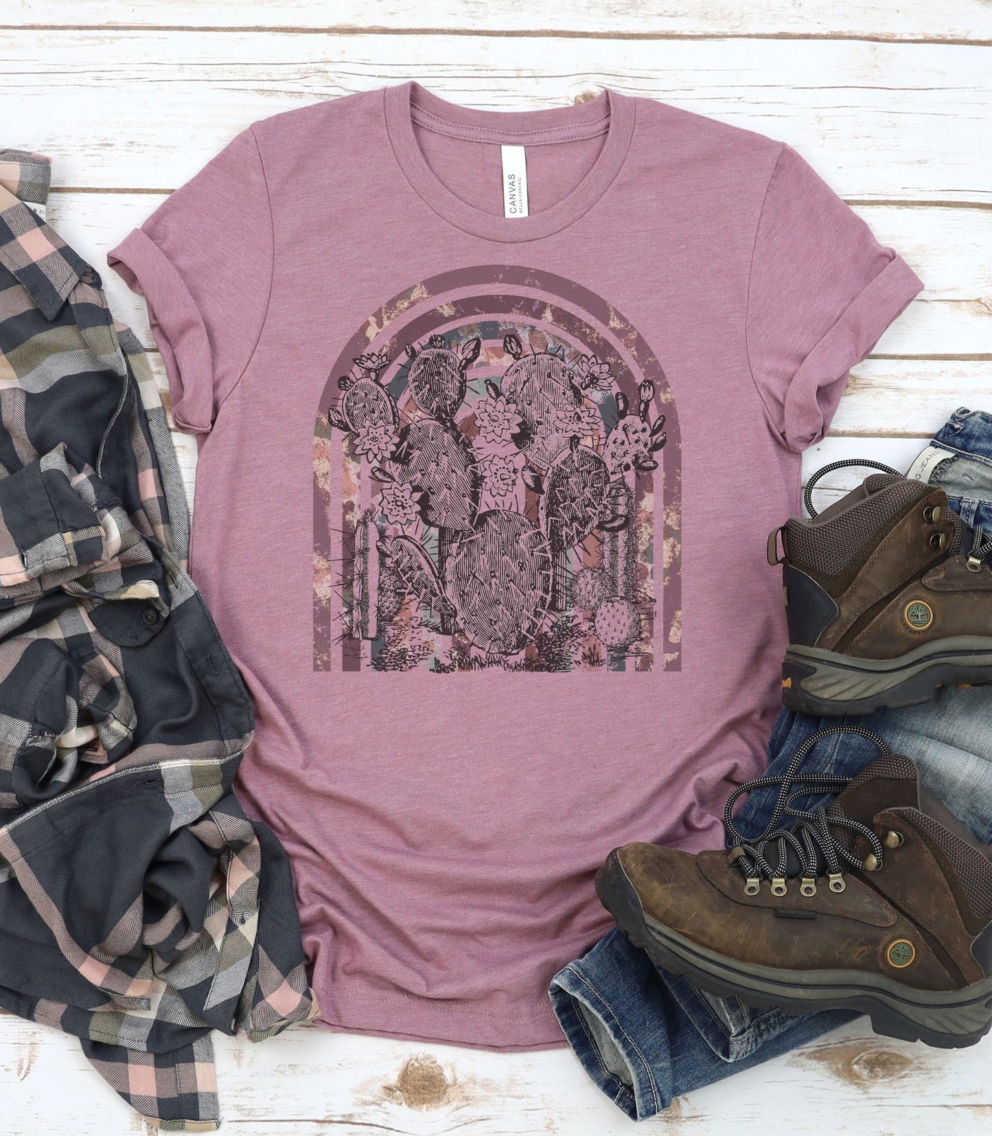 Desert Rainbow Cactus Graphic Tee