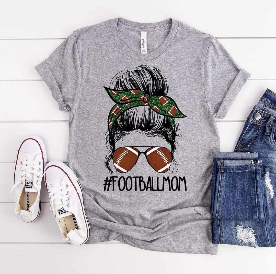 Messy Bun Football Mom Graphic Tee