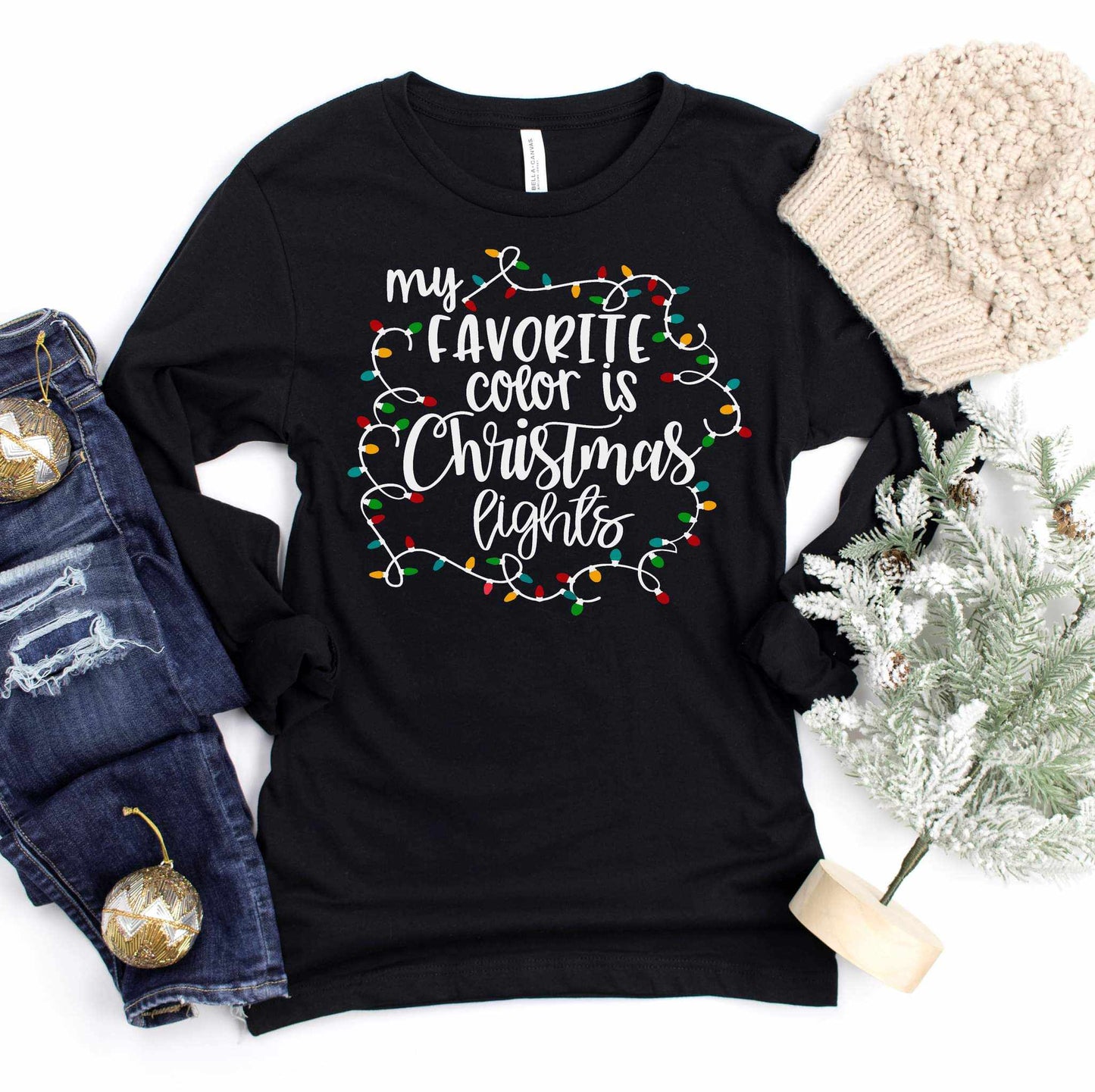 My Favorite Color is Christmas Lights Graphic Tee