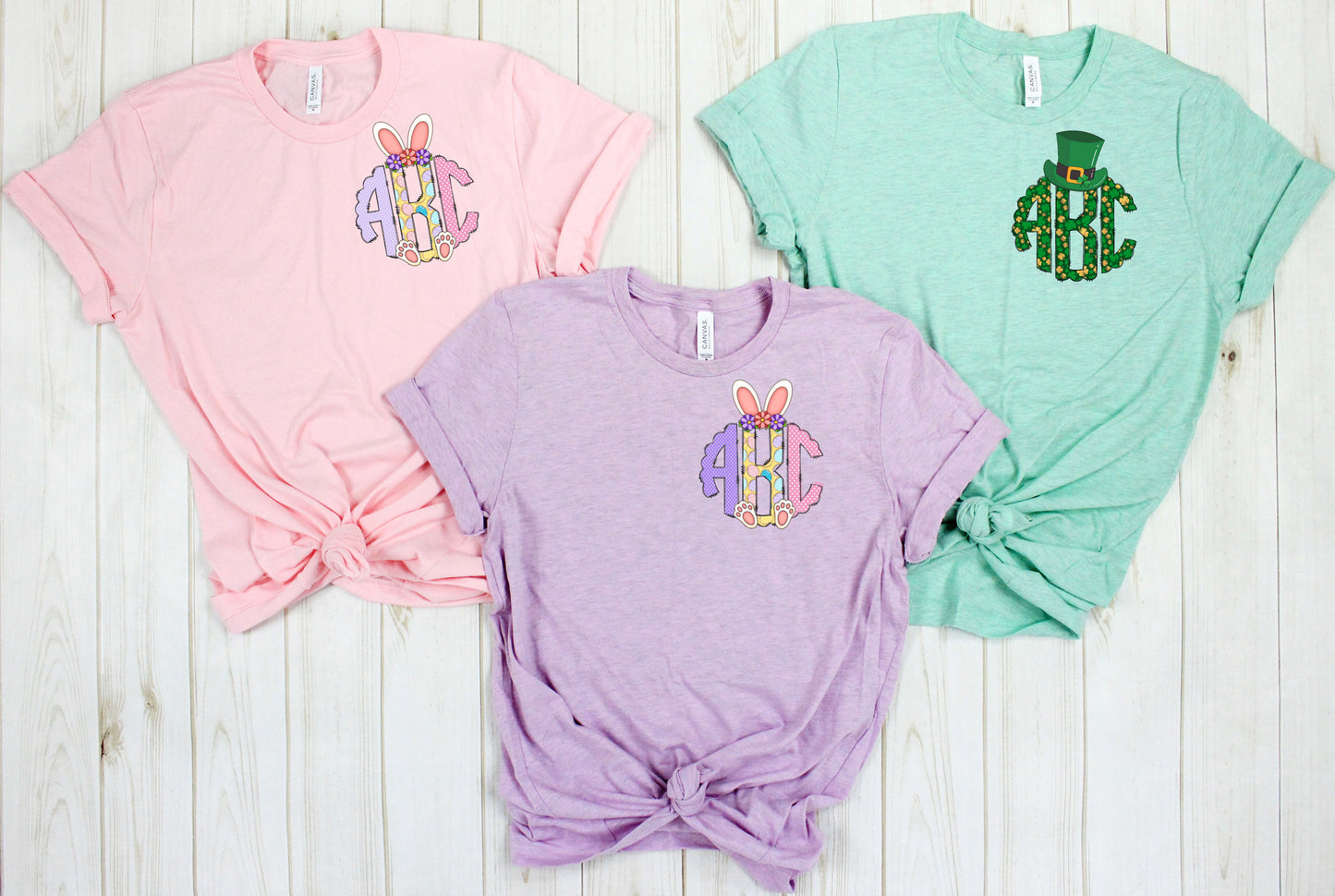 Easter St Patrick's Day Monogram Graphic Tee