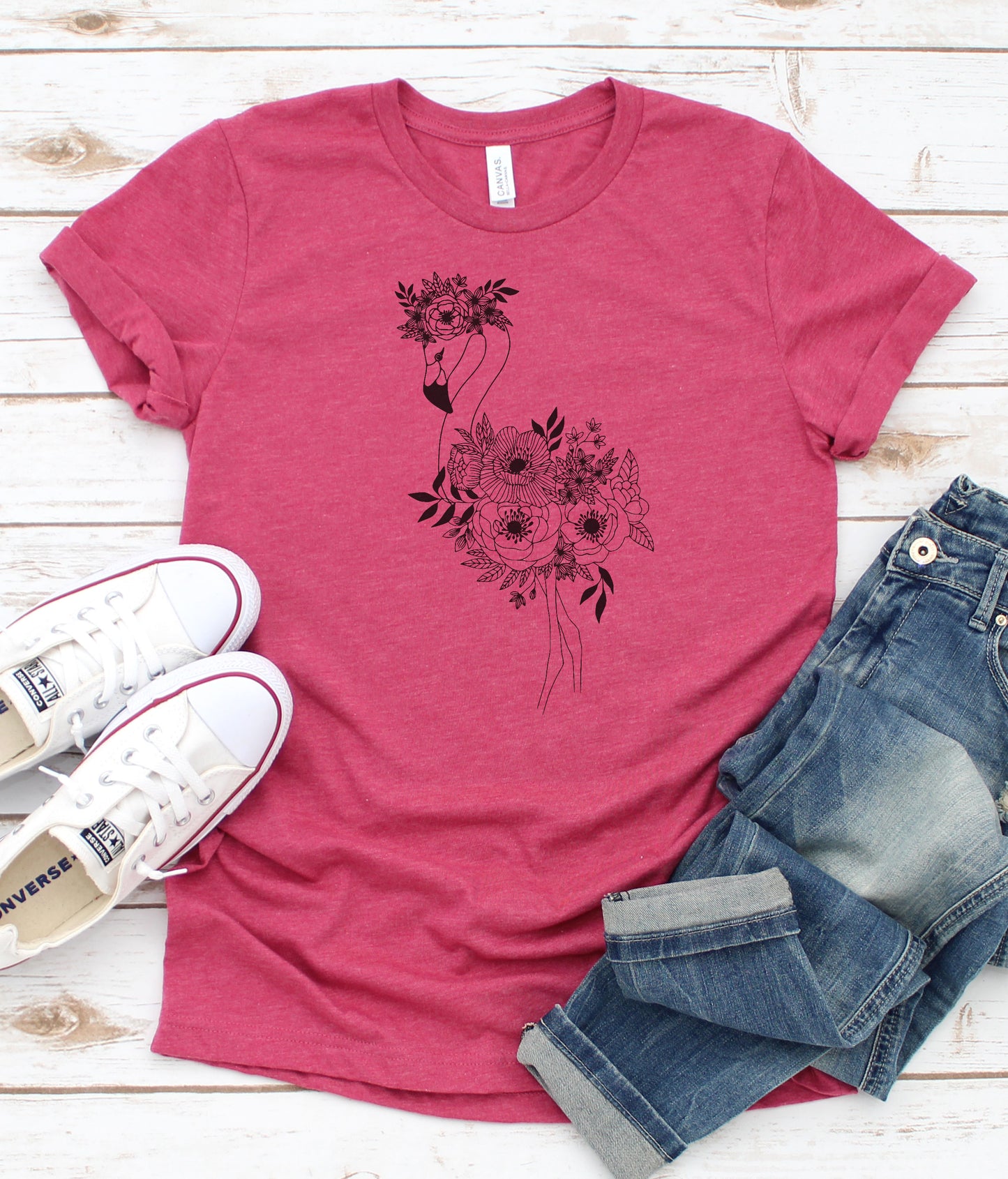 Floral Flamingo Graphic Tee