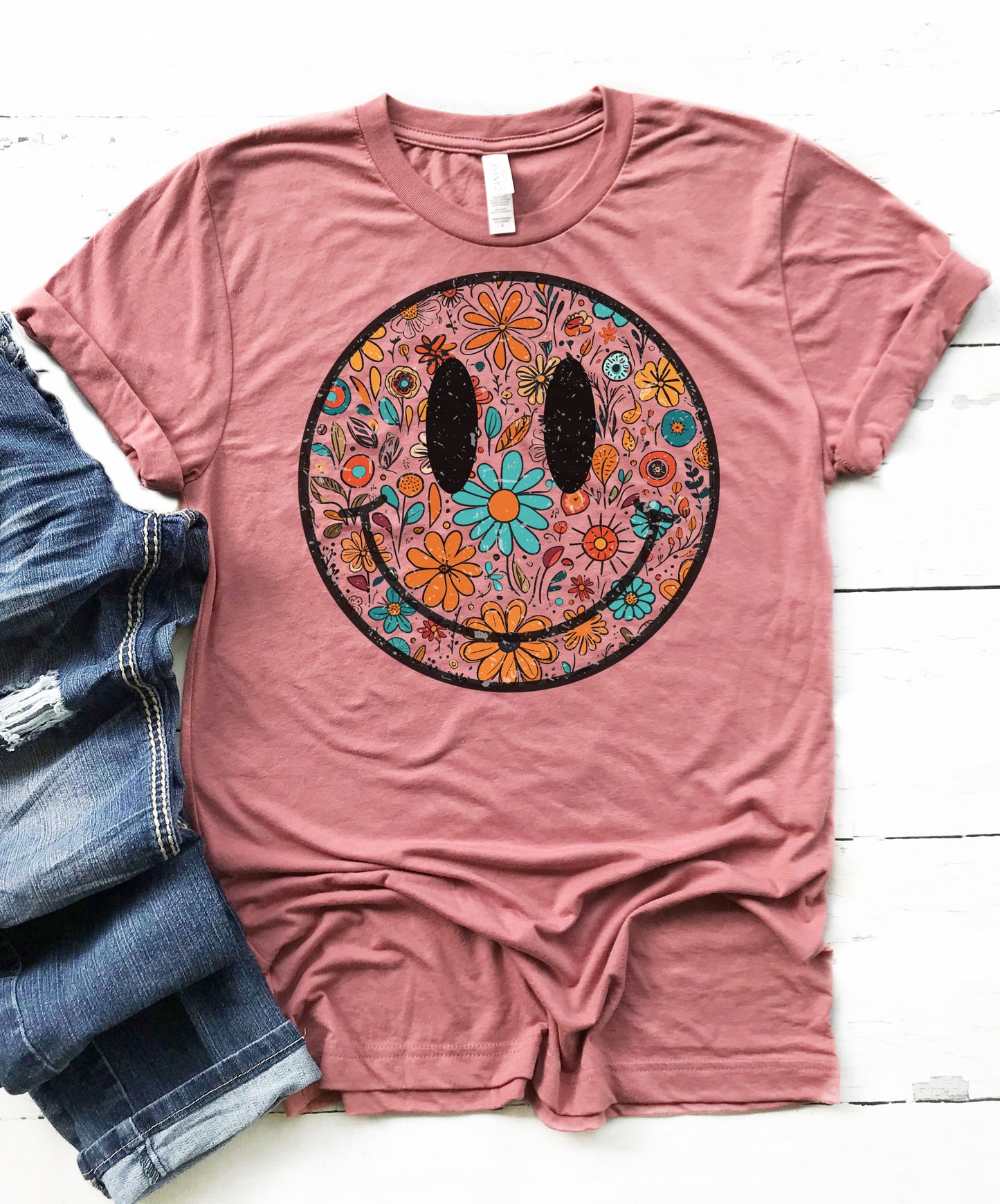 Spring Floral Smile Graphic Tee