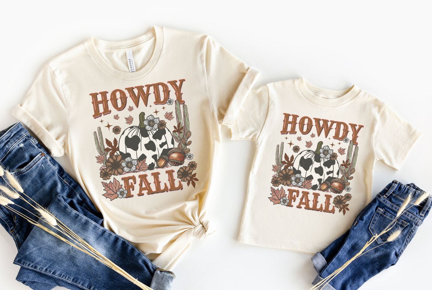 Howdy Fall Cow Spot Pumpkin Graphic Tee