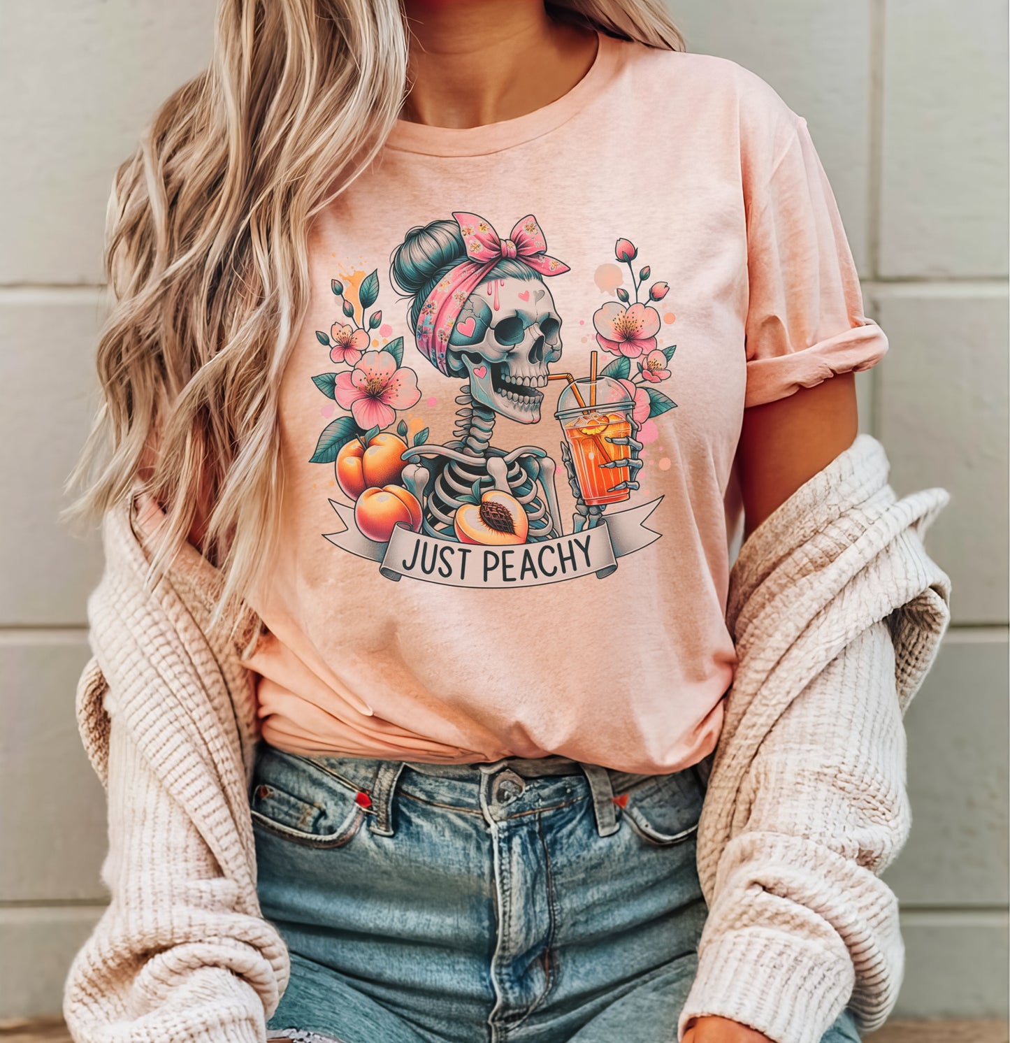 Just Peachy Skeleton Graphic Tee