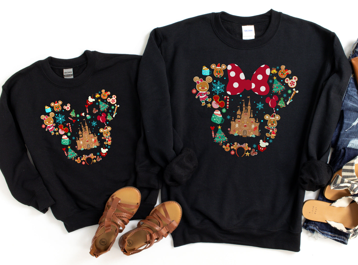 Mouse Christmas Castle Head Graphic Tee Sweatshirt