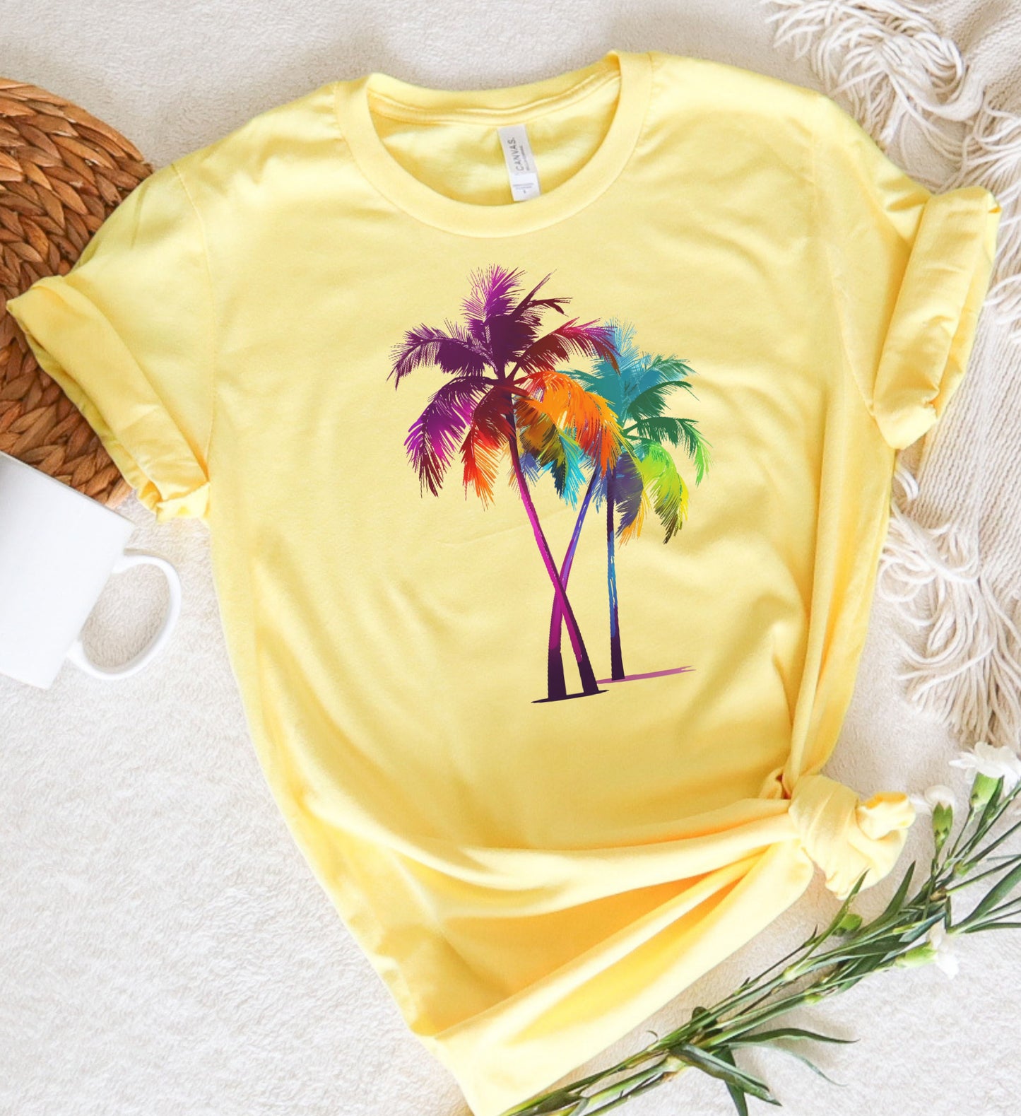Colorful Palm Tree Graphic Tank Tee