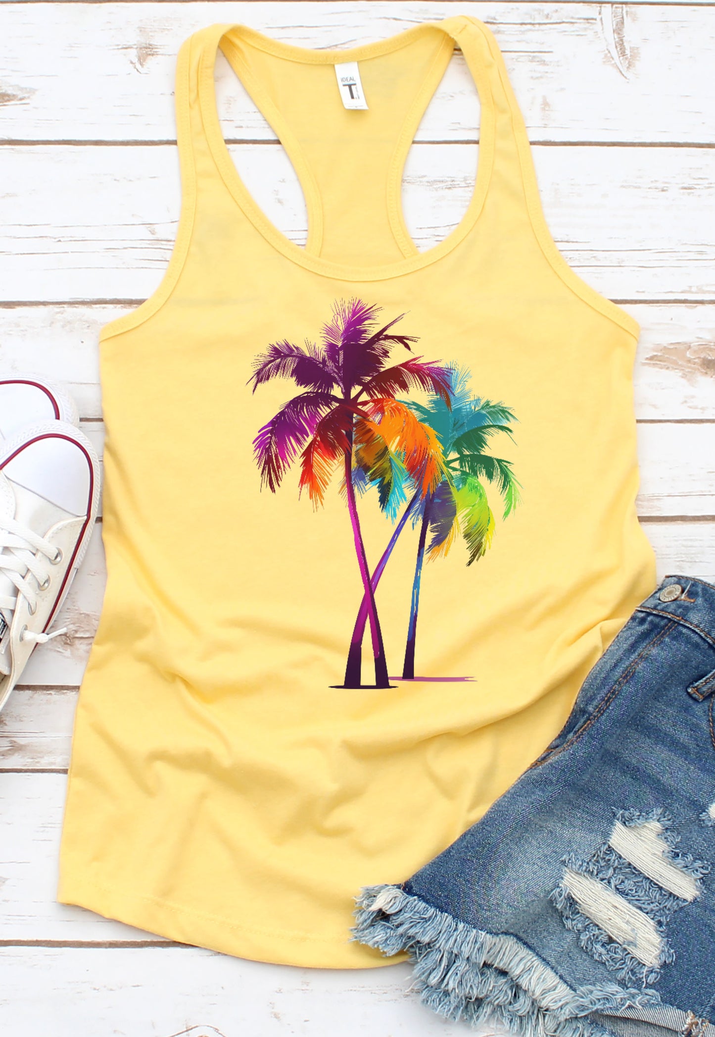 Colorful Palm Tree Graphic Tank Tee