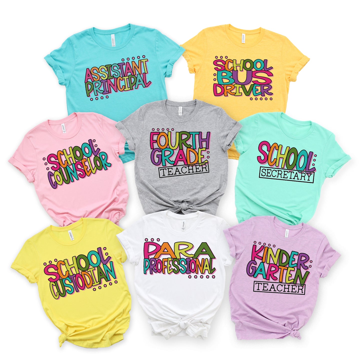 Personalized School Staff Colorful Graphic Tee