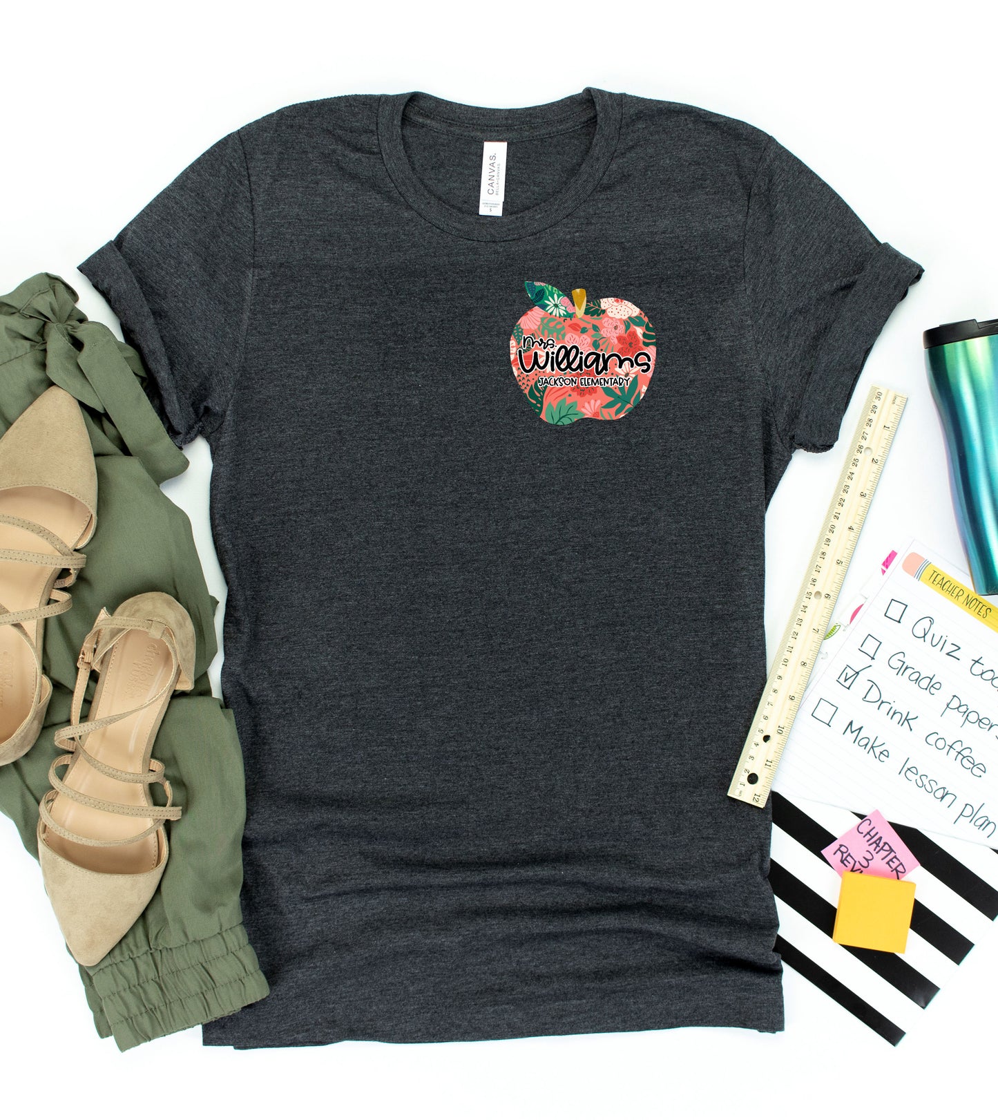 Custom Floral Apple Graphic Tee