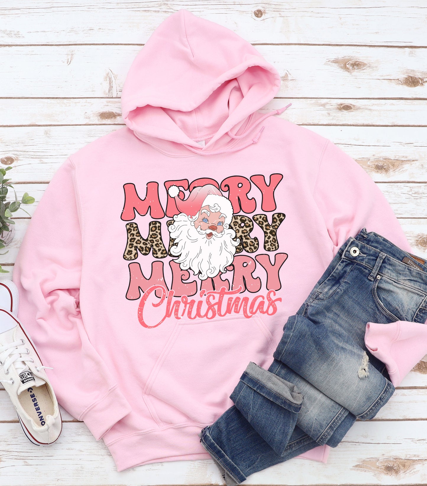 Merry Christmas Vintage Santa Stacked Graphic Tee