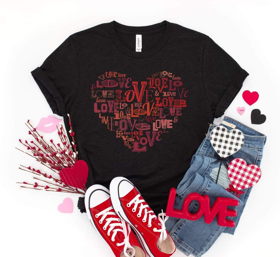 Love Word Heart Graphic Tee