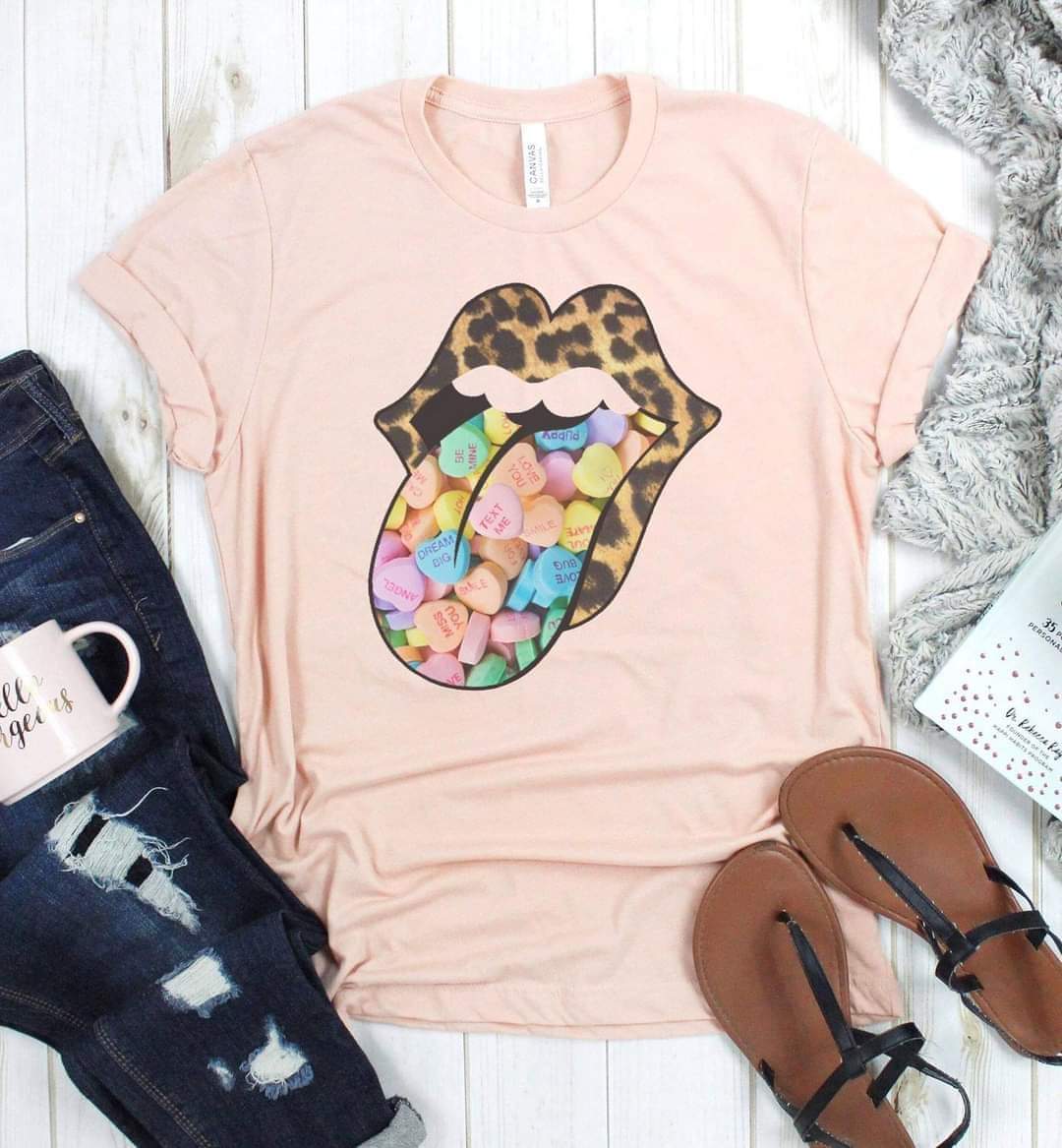 Conversation Heart Lips Graphic Tee
