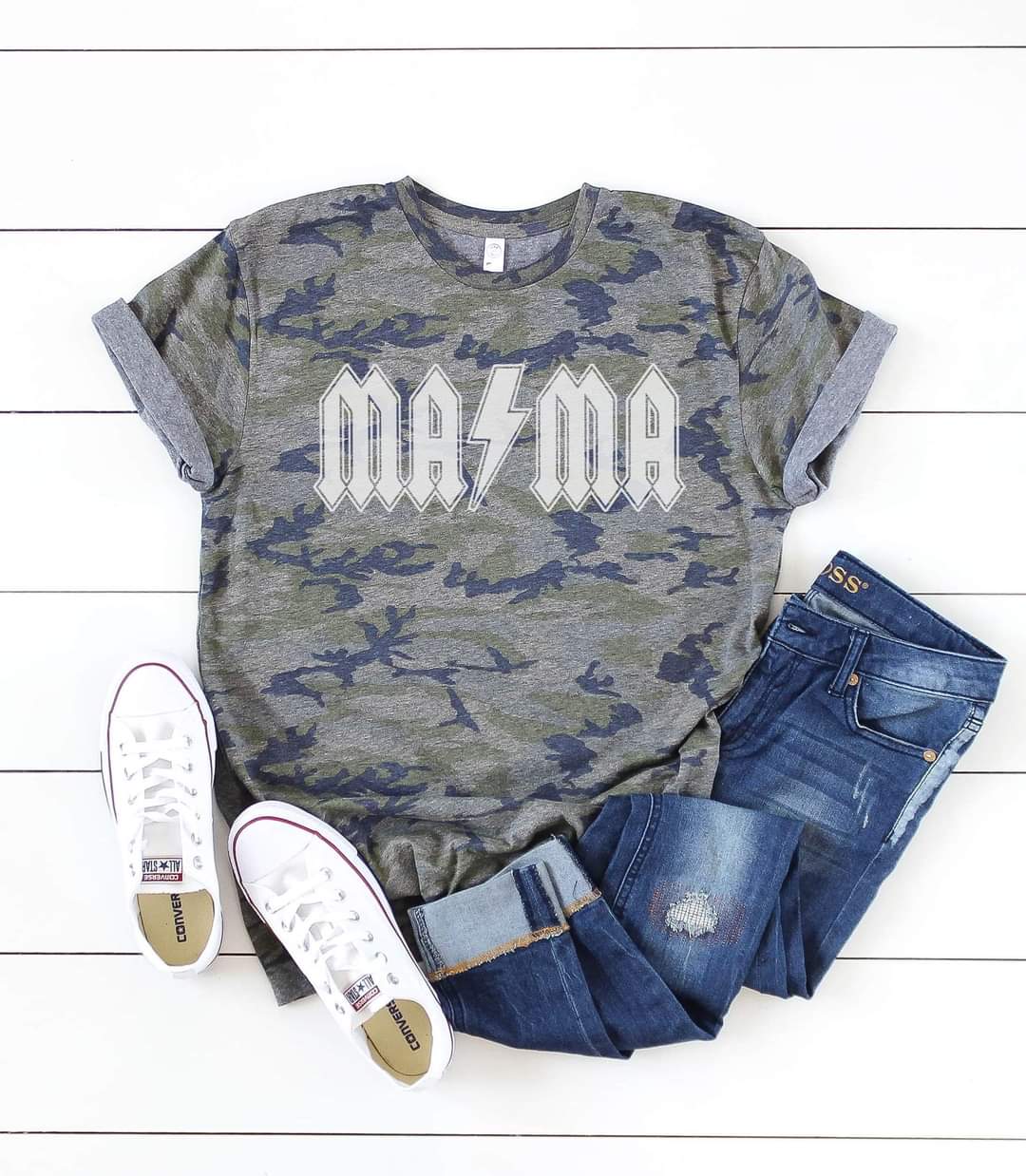 Mama Rock Camo Graphic Tee