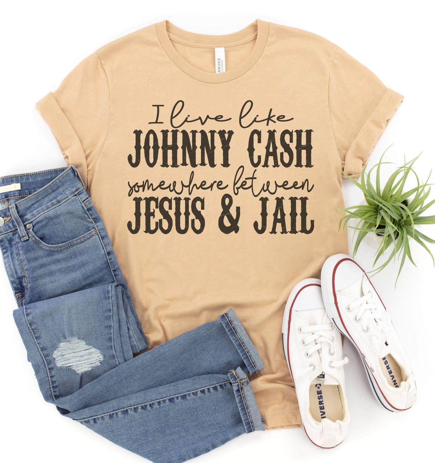 Somewhere Between Jesus and Jail Graphic Tee