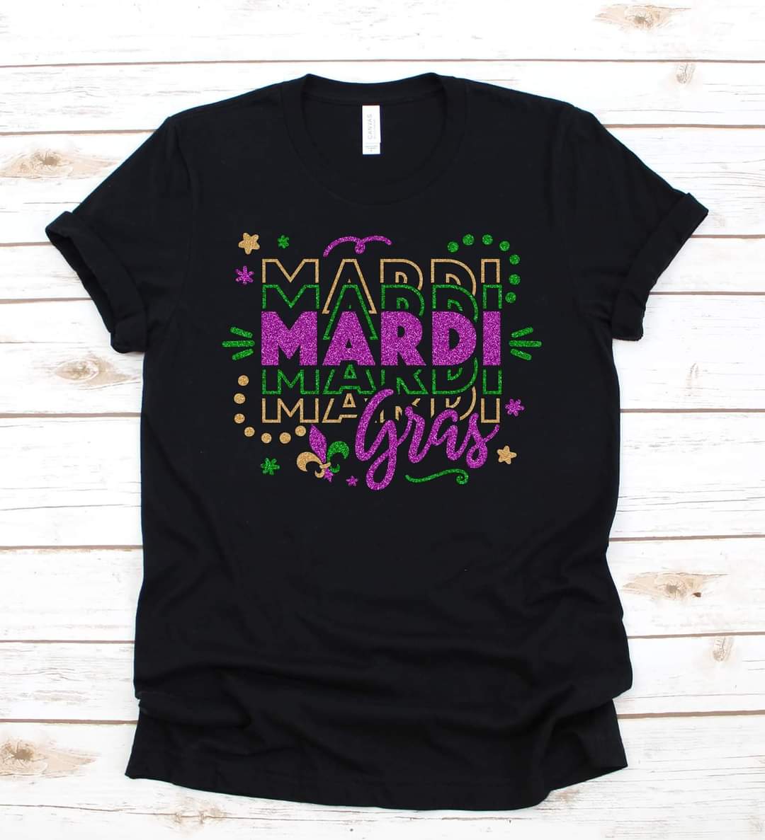 Mardi Gras Printed Glitter Graphic Tee