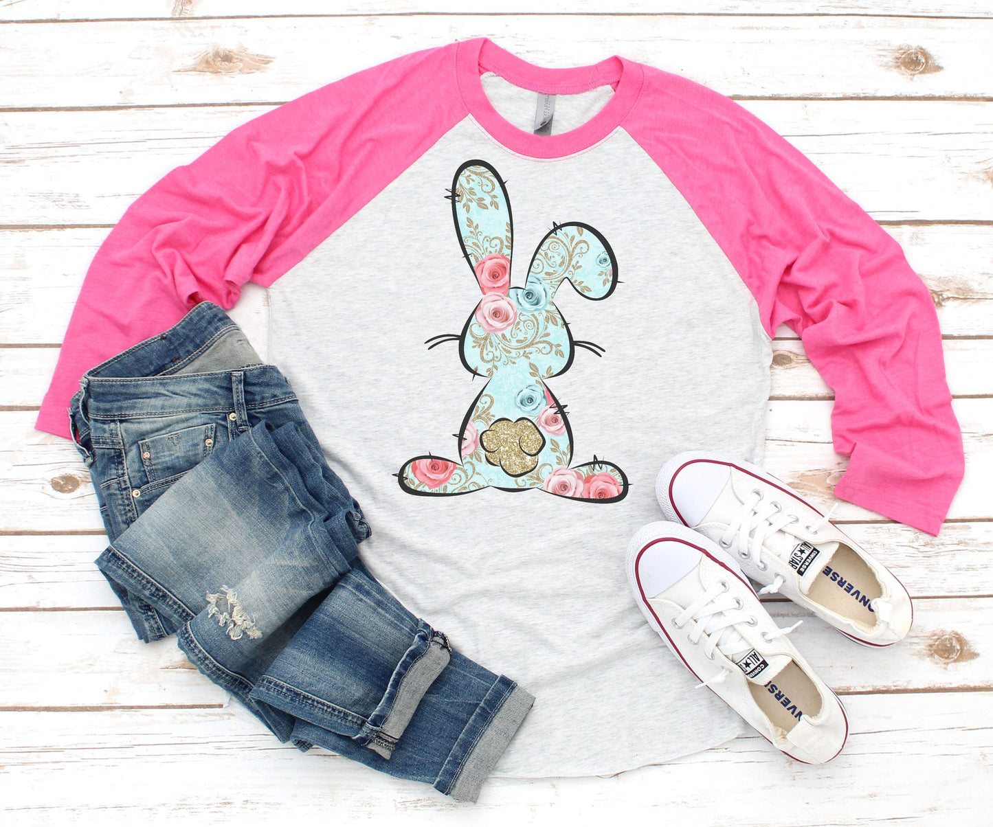 Floral Bunny Raglan