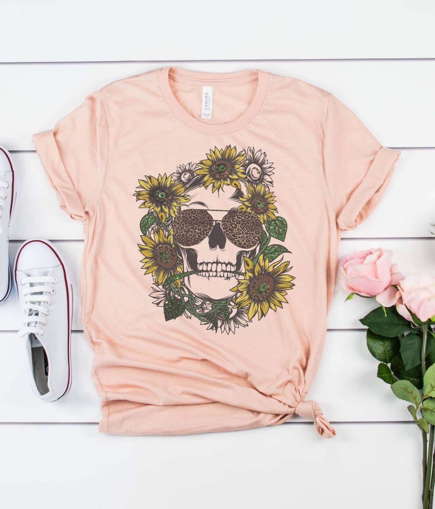 Sunflower Skull Graphic Tee