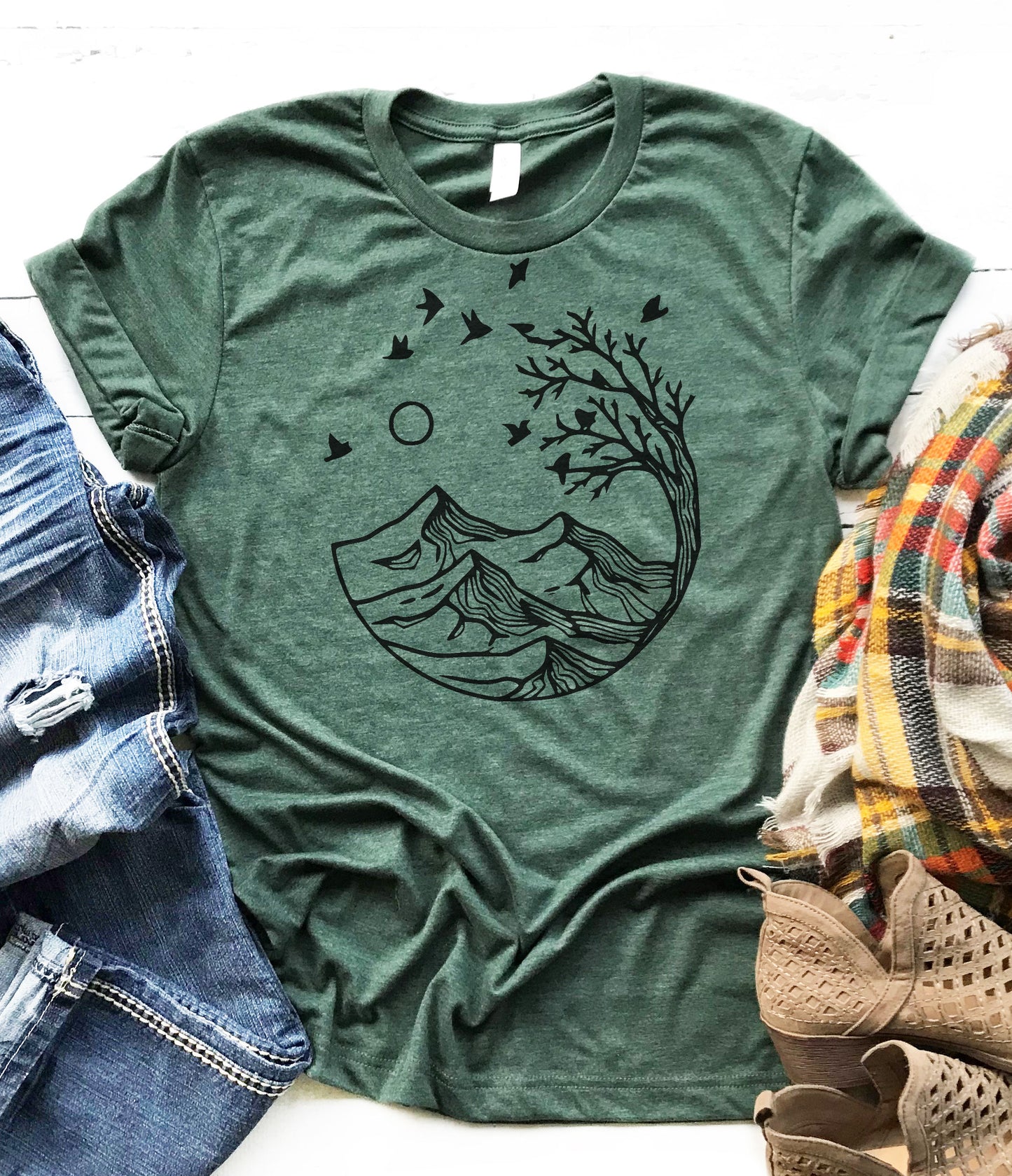 Blowing Mountain Trees Graphic Tee