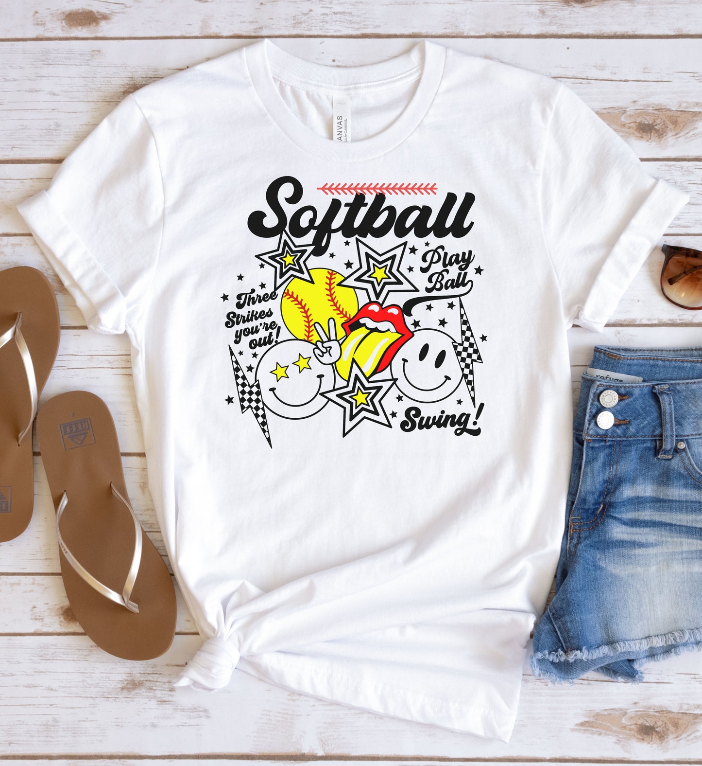 Softball Lips Collage Graphic Tee