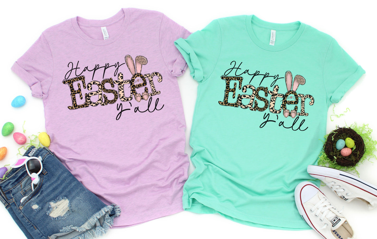 Leopard Happy Easter Y'all Graphic Tee