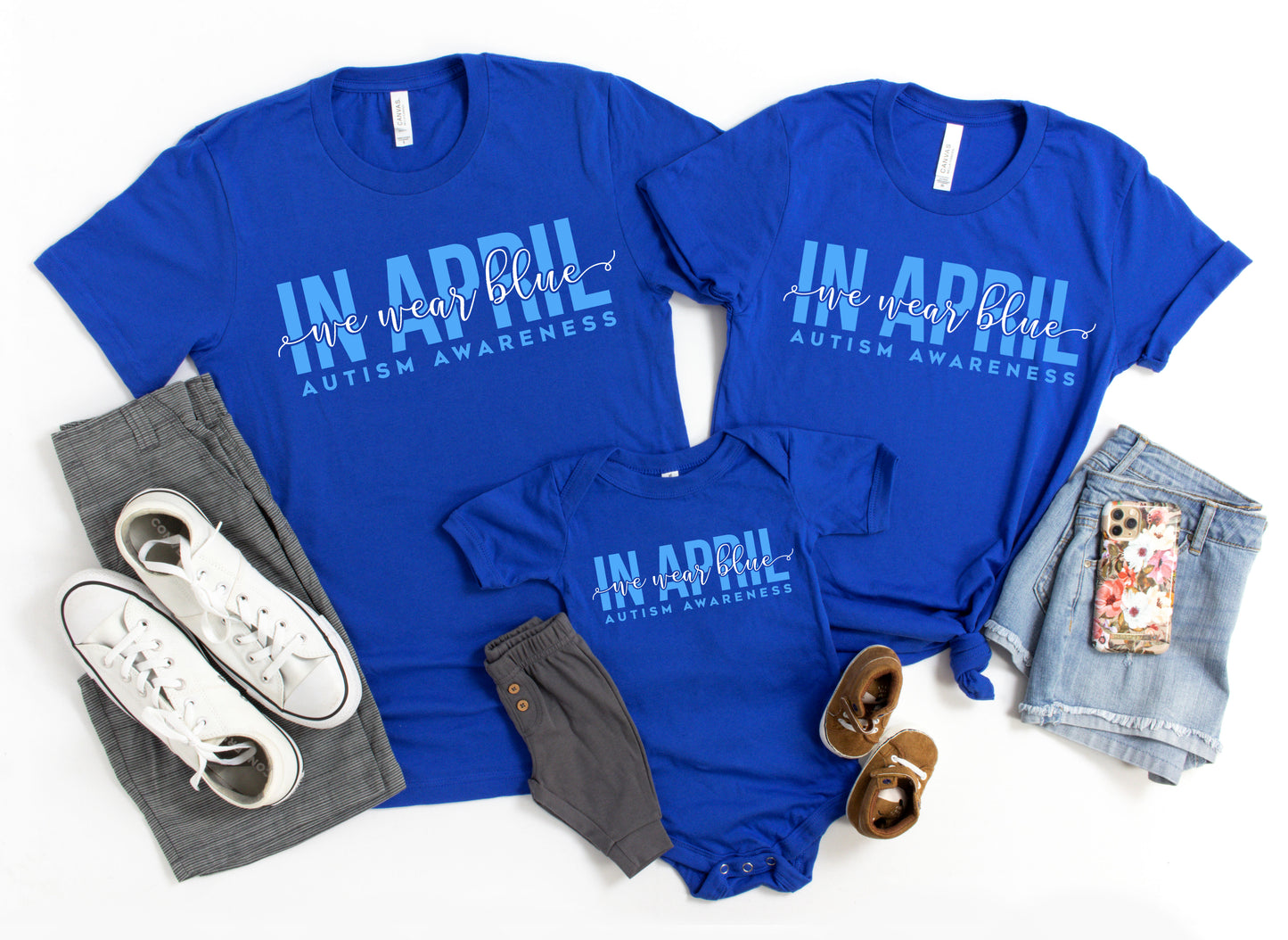 In April We Wear Blue Matching Graphic Tee