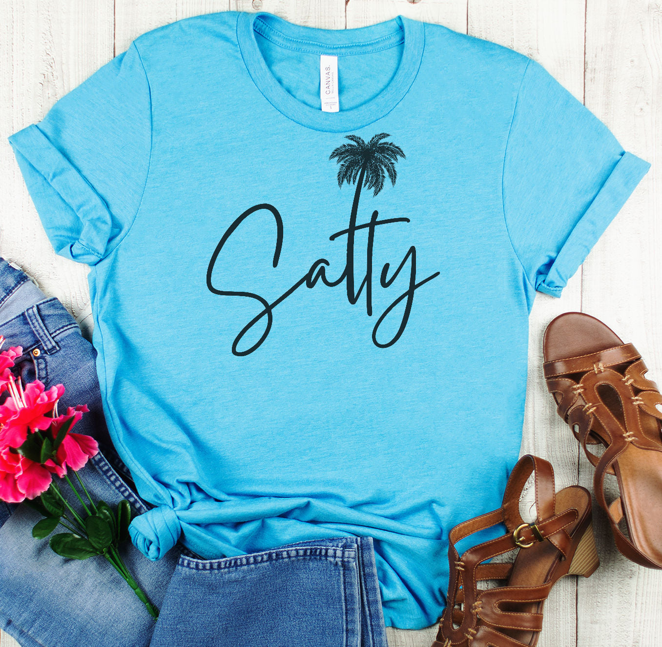 Salty Palm Tree Graphic Tee