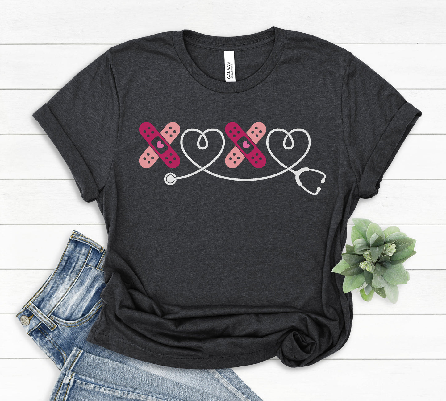 XOXO Band aid Stethoscope Graphic Tee
