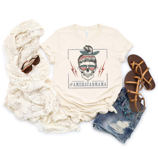 Skull American Mama Graphic Tee