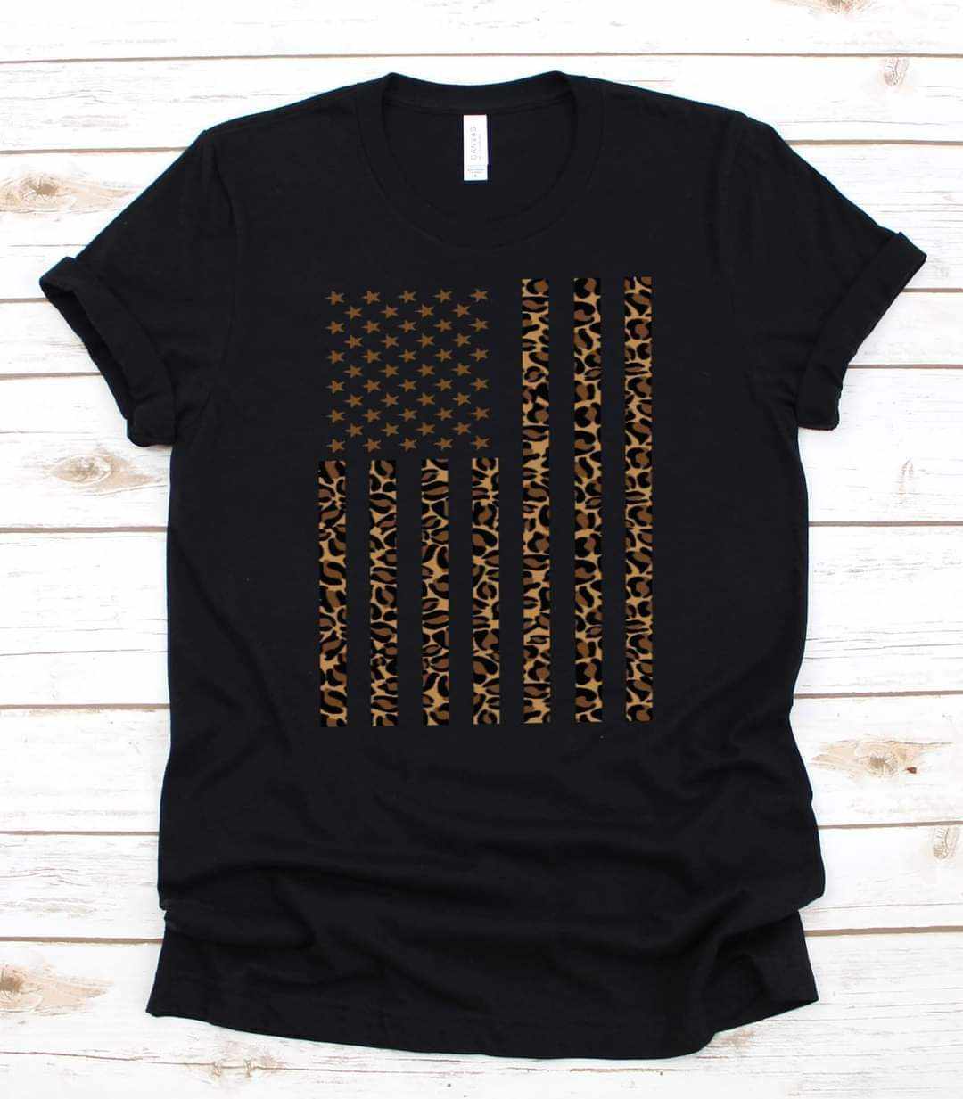 Leopard Print Flag Graphic Tee