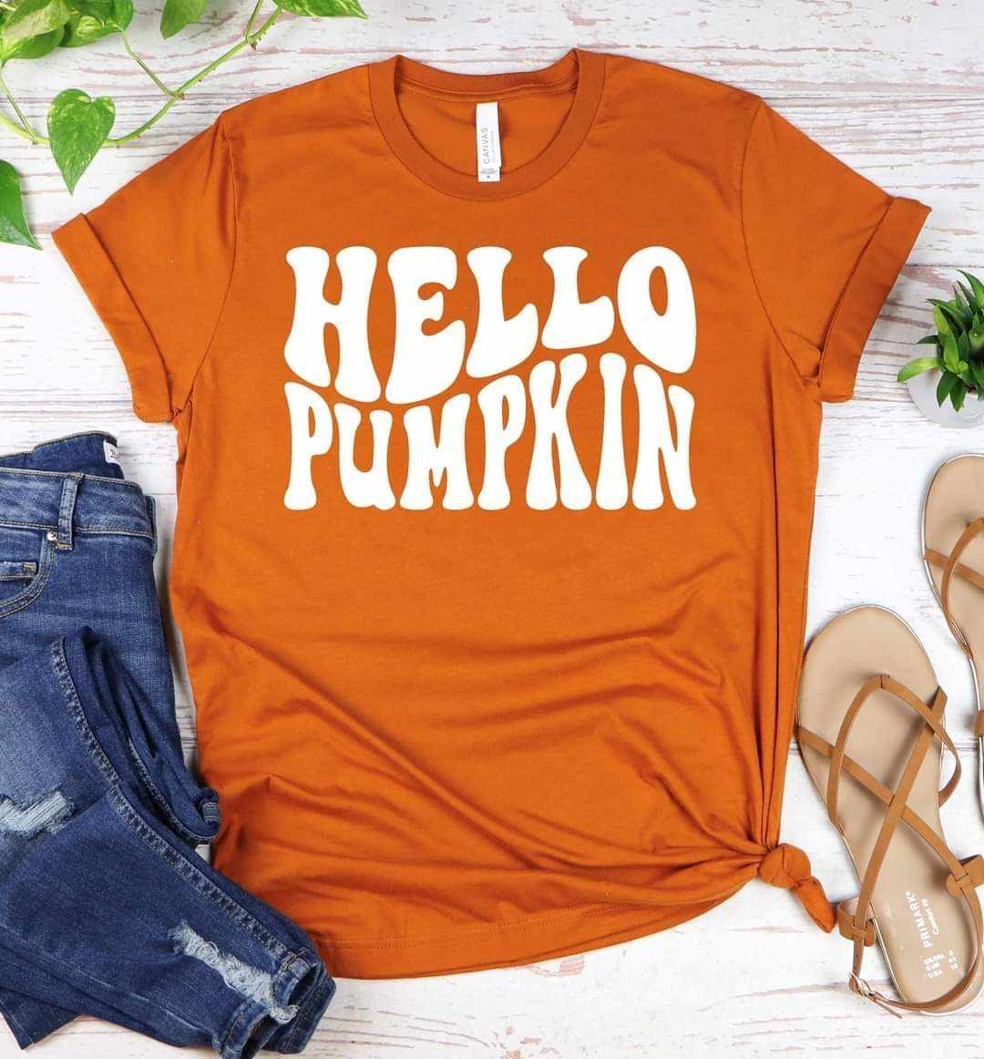 Hello Pumpkin Wave Graphic Tees