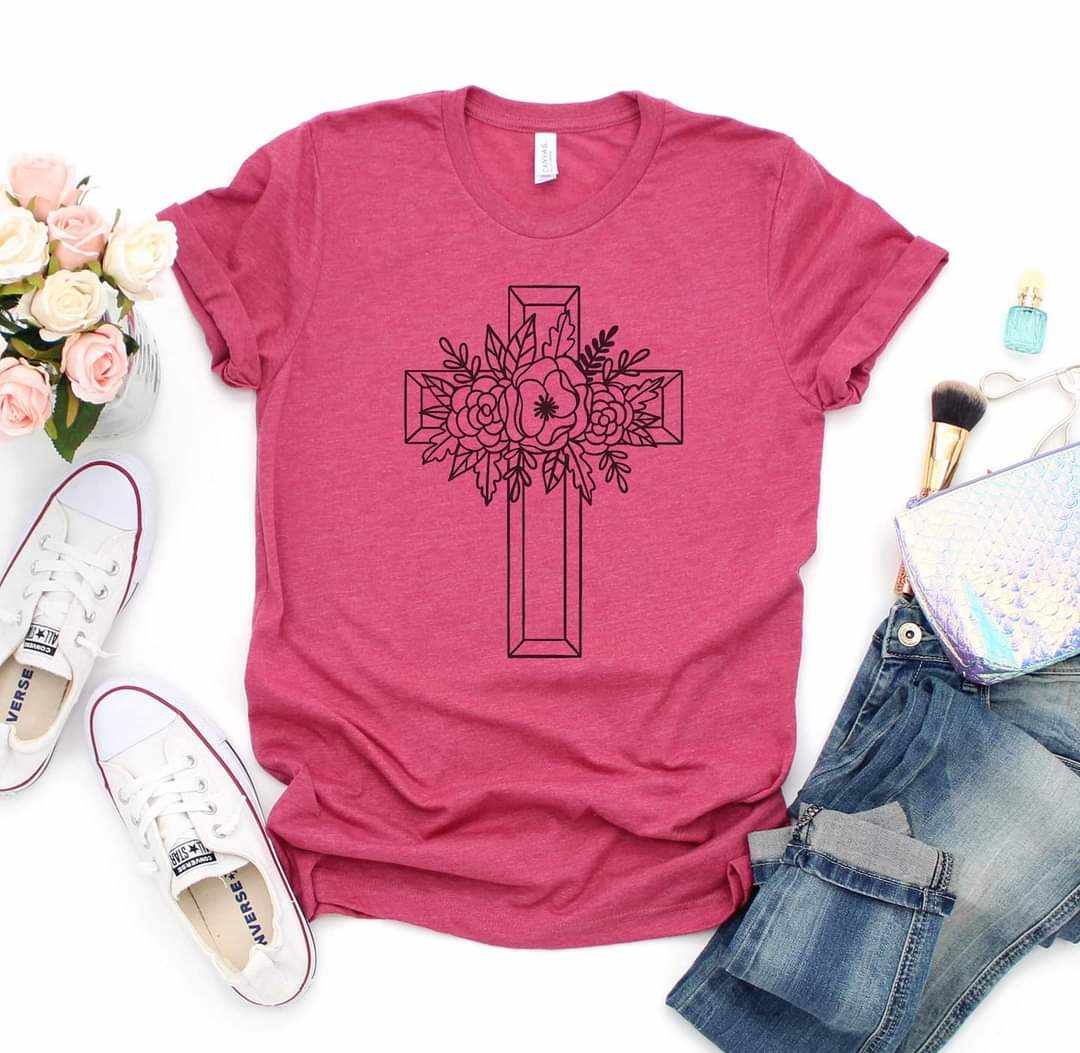 Floral Cross Graphic Tee