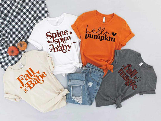 Fall Babe Spice Baby Hello Pumpkin Fall Magic Graphic Tees