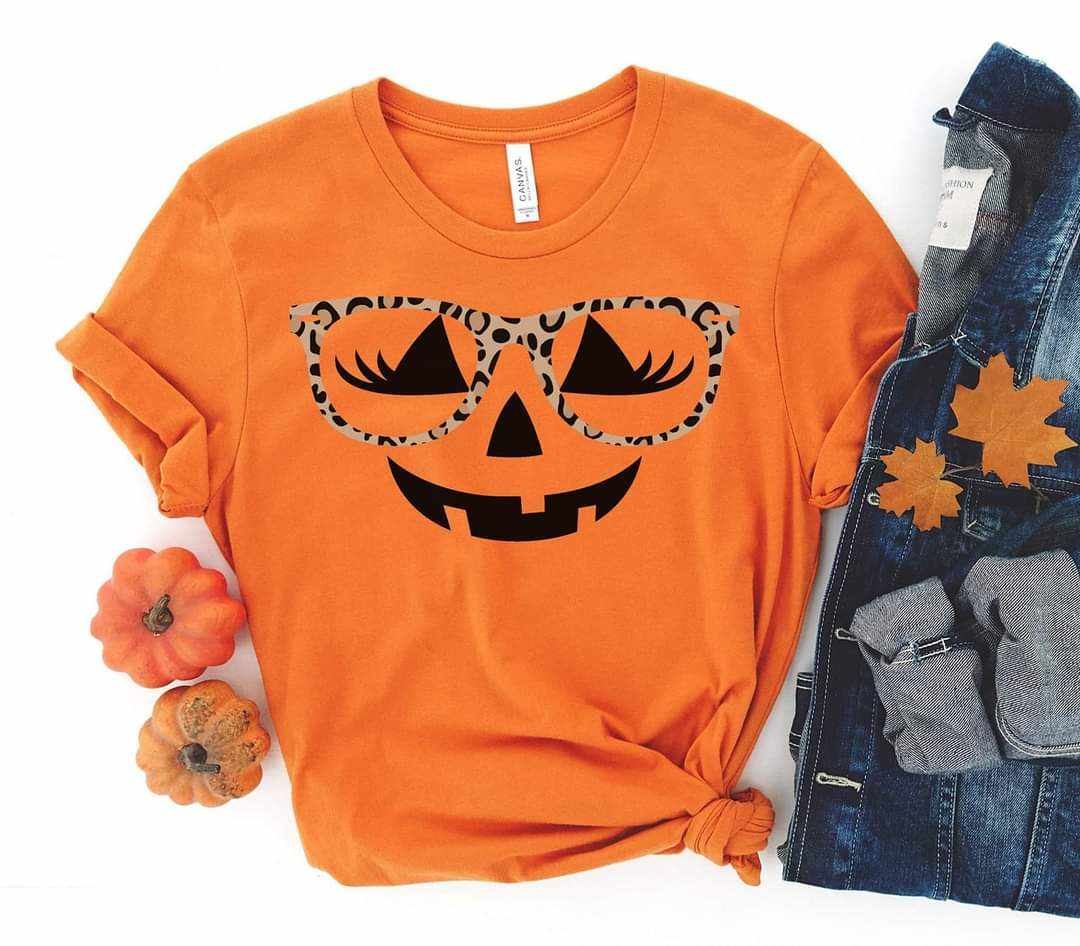 Pumpkin Leopard Glasses Graphic Tee