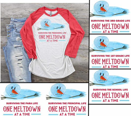 Surviving One Meltdown Custom Christmas Raglan