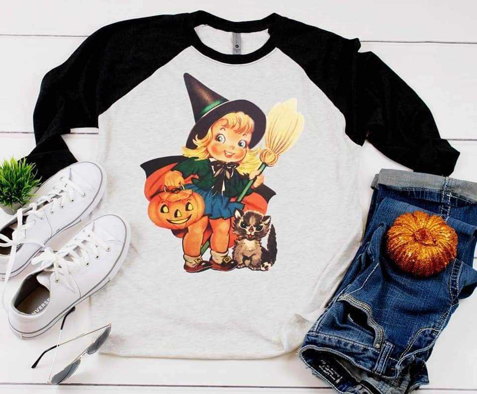 Vintage Witch Raglan Graphic Tee