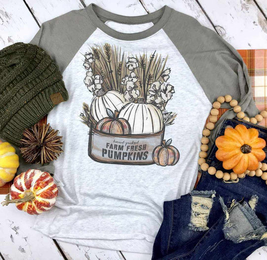 Farm Fresh Pumpkins Raglan Graphic Tee