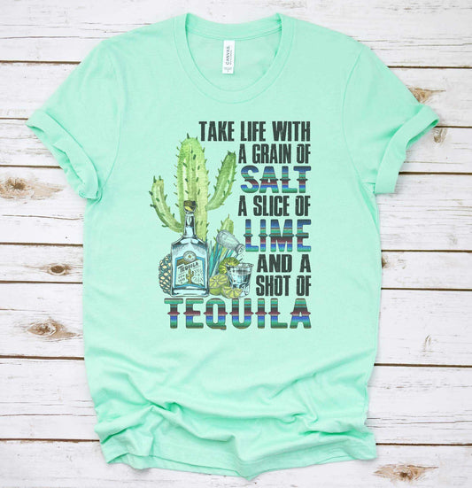 Take Life With a Grain of Salt Lime Tequila Graphic Tee