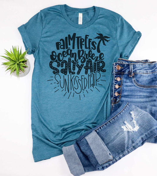 Palm Trees Ocean Breeze Salty Air SunKissed Hair Graphic Tee