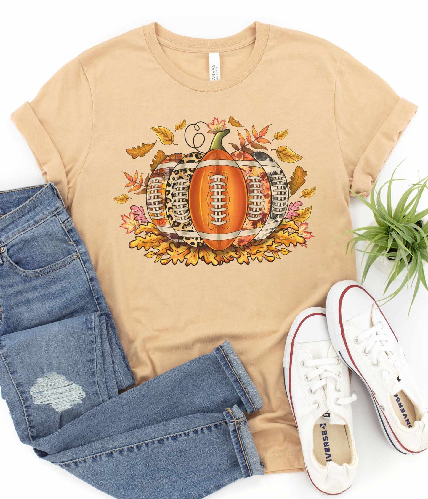 Football Fall Leaves Graphic Tee