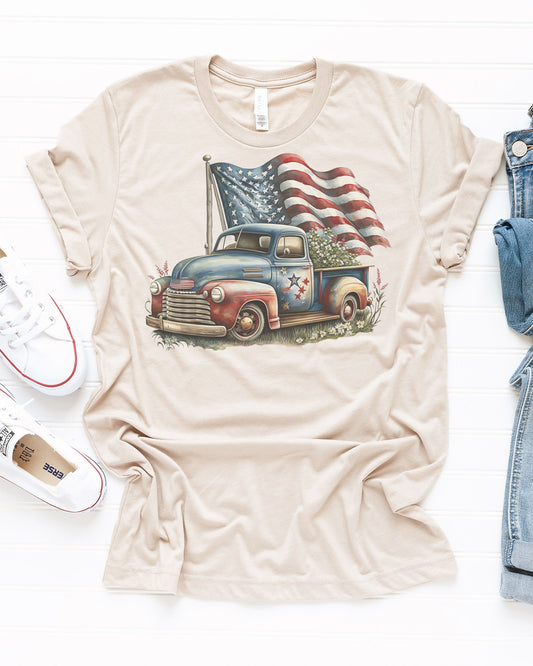 Patriotic Vintage Truck Graphic Tee