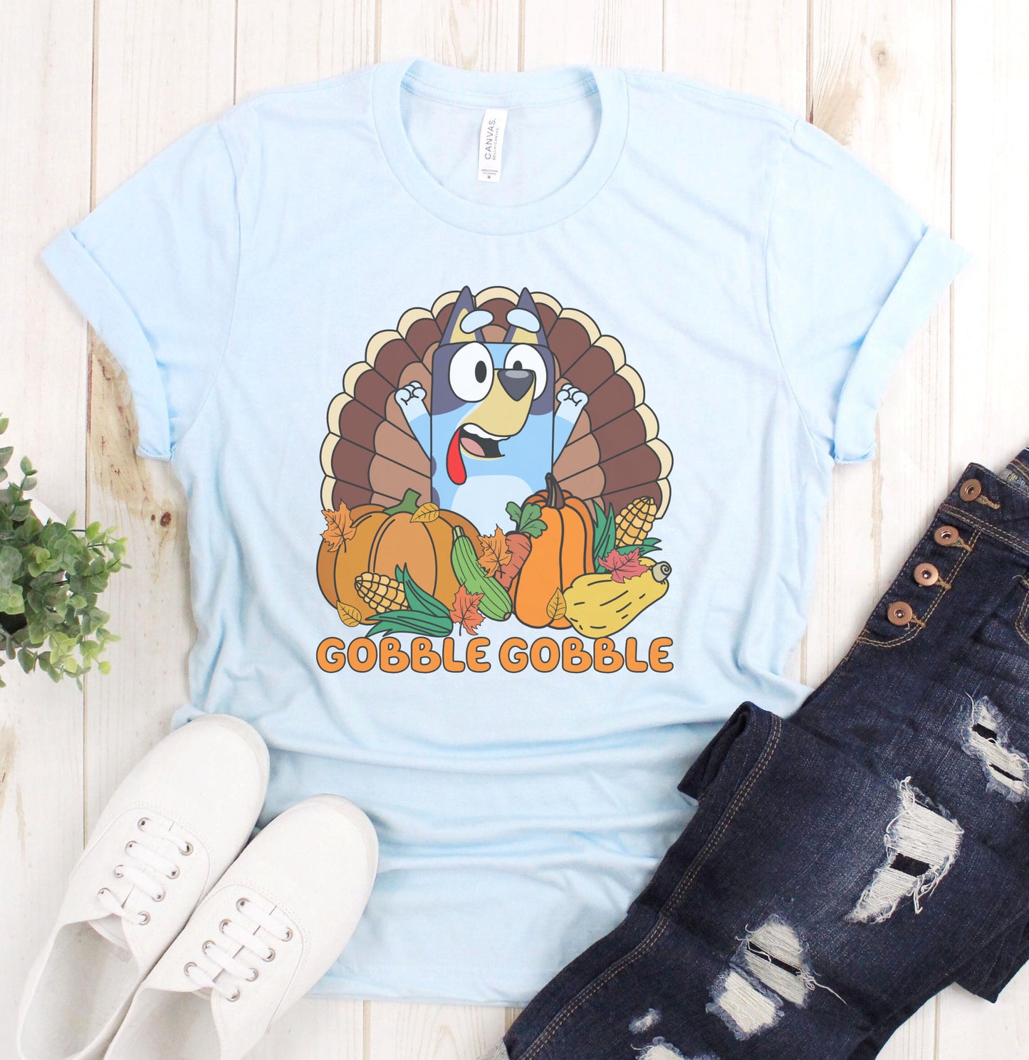 Bluey Thanksgiving Gobble Gobble Graphic Tee