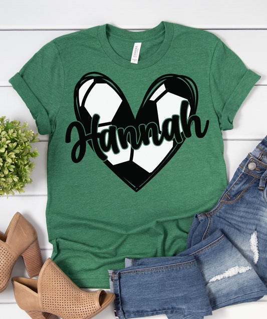 Personalized Soccer Heart Graphic Tee