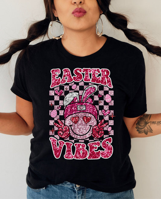 Faux Glitter Easter Vibes Graphic Tee