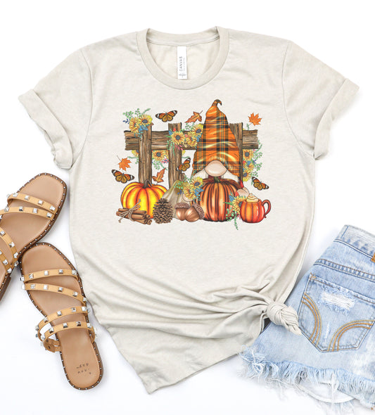 Fall Gnome Fenceline Graphic Tee