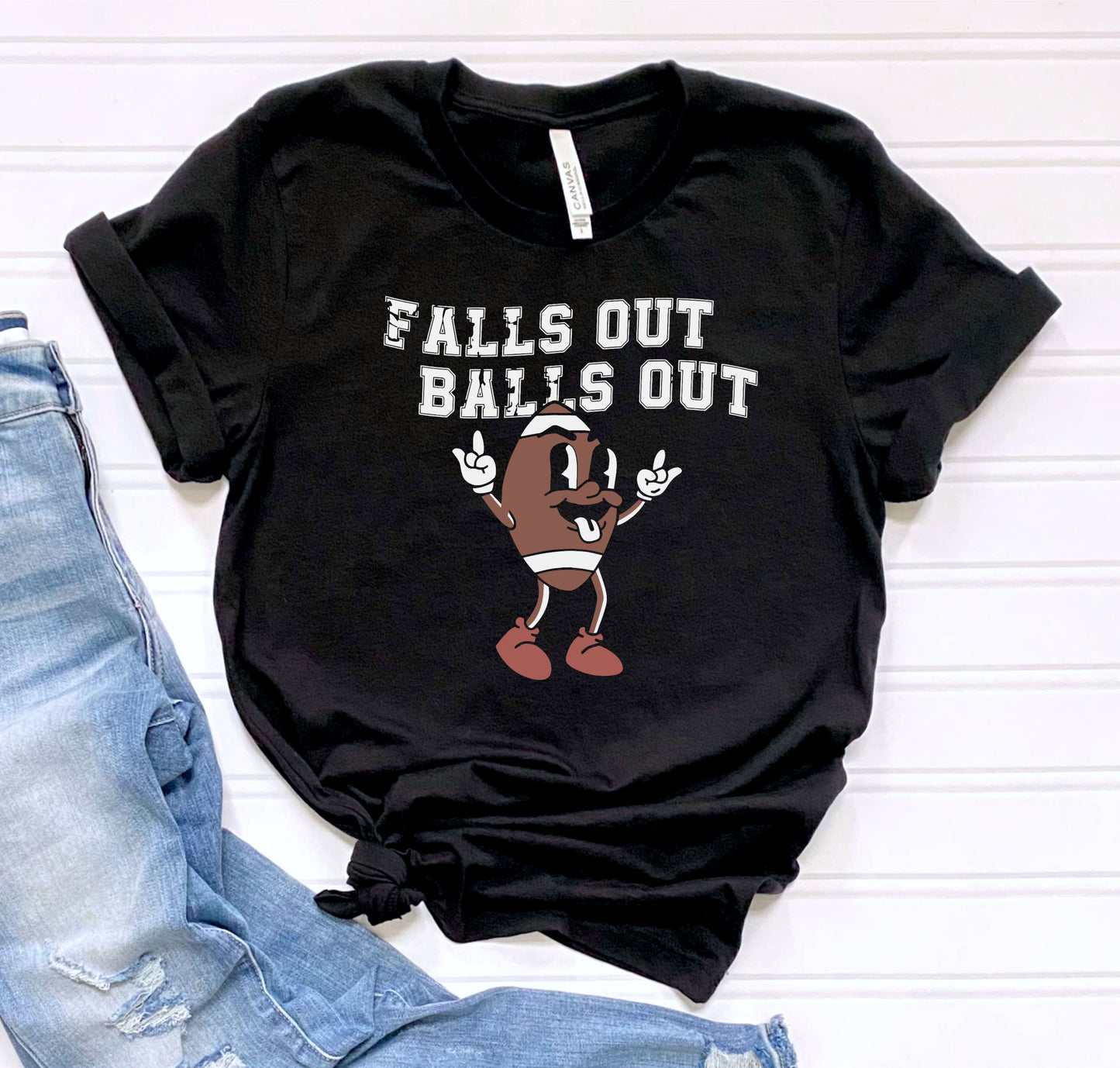 Falls Out Balls Out Football Graphic Tee