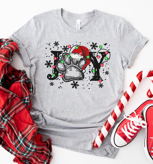 Christmas Joy Paw Print Graphic Tee